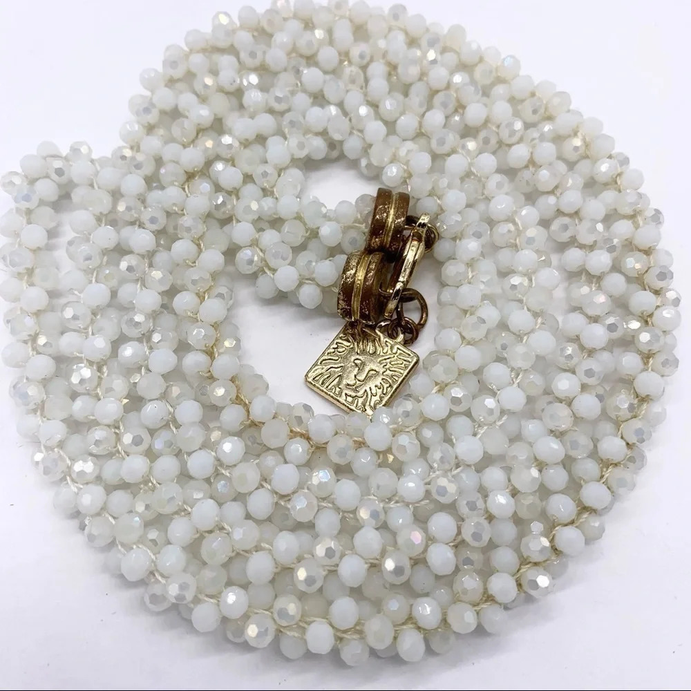 Anne Klein Vintage White Crystal Rope Necklace